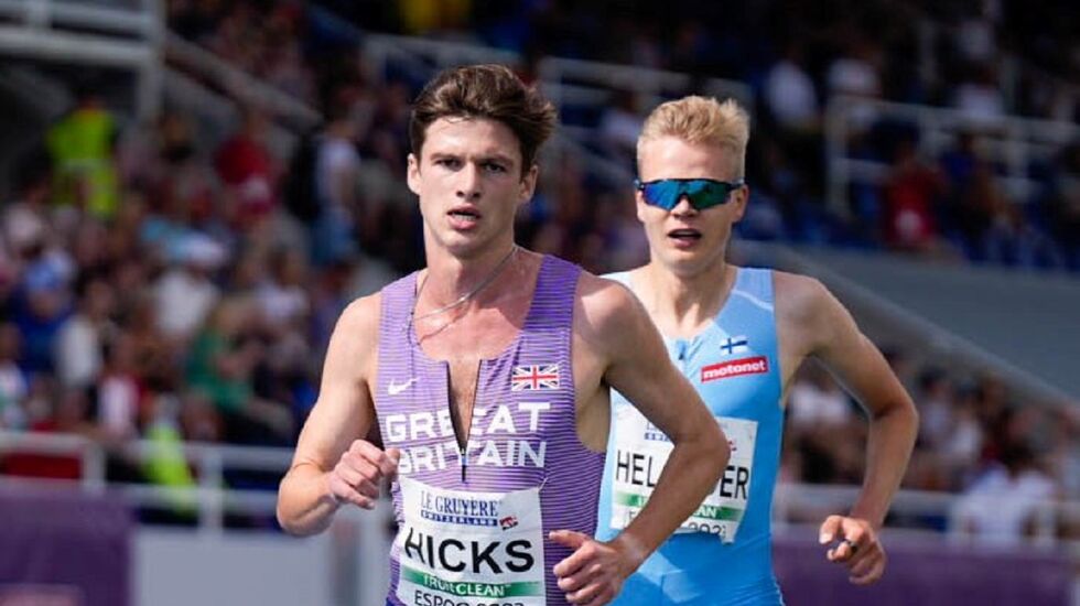 Charles Hicks og Eemil Helander var dagens klare gull- og sølv-medaljører på 5000 meter i Espoo. (Foto: Sona Maleter/European Athletics)