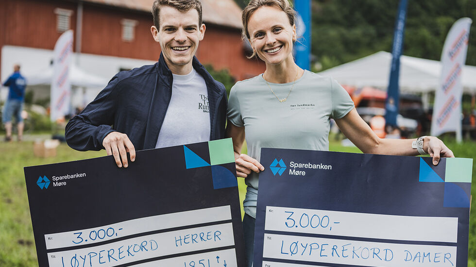 Både herrevinner Jonas Hesthaug og damevinner Henriette Lund satte løyperekorder i Norddal Skyrace. (Alle foto: Hyke Studio)