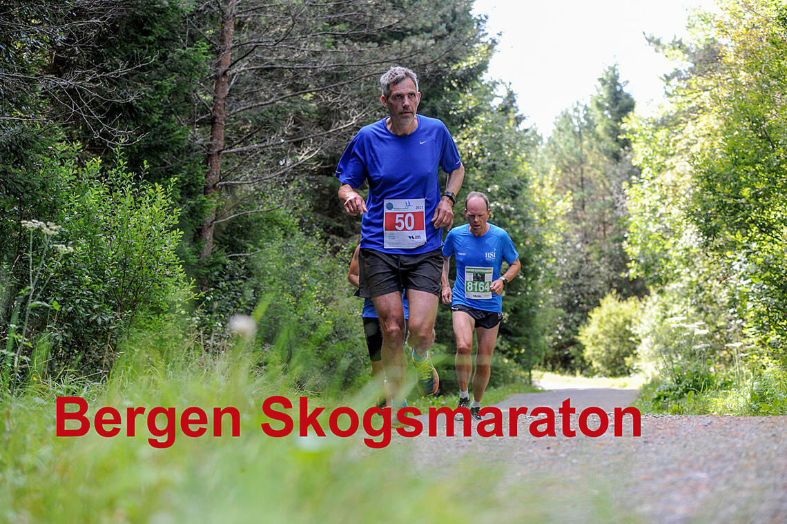 Bergen Skogsmaraton går i de kuperte grusveiene i Hordnesskogen. (Foto: Arne Dag Myking)