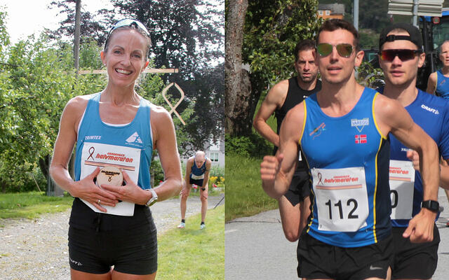 Det ble seier og nye på løyperekorder på både Anita Iversen Lilleskare og Tage Morken Augustson i Hardanger Halvmaraton. (Foto: Kjell Karstensen)