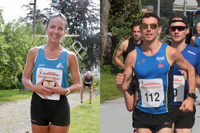 Det ble seier og nye på løyperekorder på både Anita Iversen Lilleskare og Tage Morken Augustson i Hardanger Halvmaraton. (Foto: Kjell Karstensen)