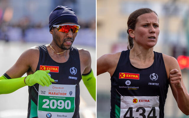 Frew Zenebe Brkineh og Christina Marie Toogood var best under Løplabbets 5000m challenge på Stavanger stadion. (Foto: Arne Dag Myking / Samuel Hafsahl)