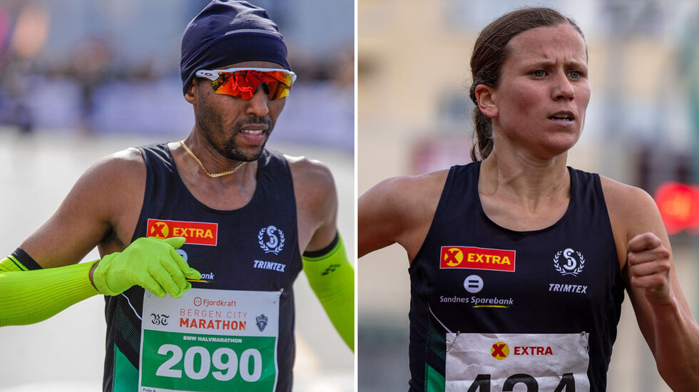 Frew Zenebe Brkineh og Christina Marie Toogood var best under Løplabbets 5000m challenge på Stavanger stadion. (Foto: Arne Dag Myking / Samuel Hafsahl)