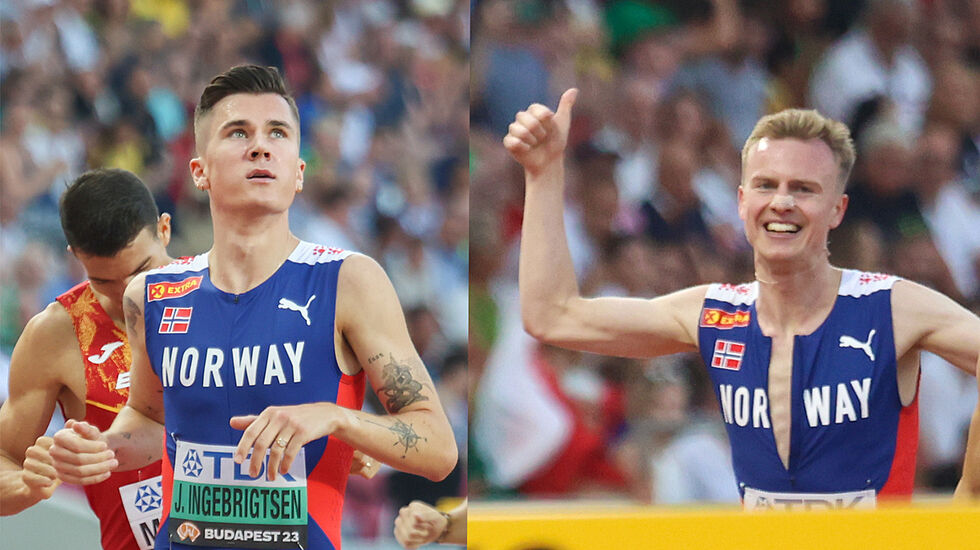 Både Jakob Ingebrigtsen og Narve Gilje Nordås var godt fornøyd med å komme videre fra forsøksheatet uten å måtte gå i kjelleren. (Alle foto: Arne Dag Myking)