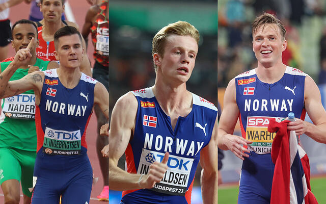 Jakob Ingebrigtsen, Håvard Bentdal Ingvaldsen og Karsten Warholm er klare for VM-finaler. (Foto: Arne Dag Myking)