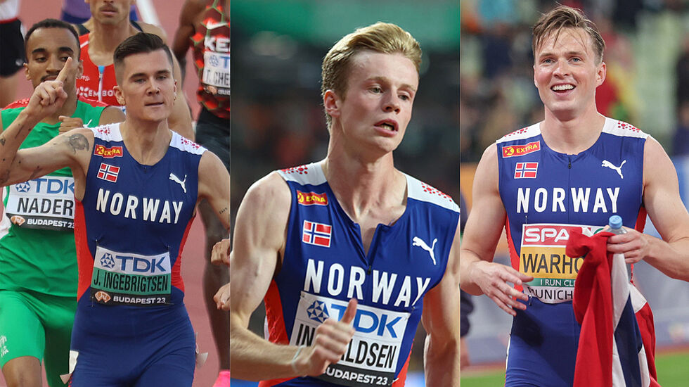 Jakob Ingebrigtsen, Håvard Bentdal Ingvaldsen og Karsten Warholm er klare for VM-finaler. (Foto: Arne Dag Myking)