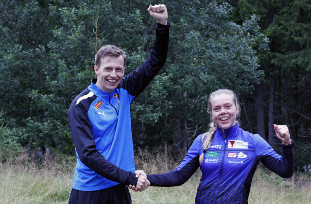 Tydelig fornøyd kunne Leif Christian Tallaksen og Karoline Erdal juble over hver sin seier i Flømyrløpet i kveld, slik de også ble i Mesnaelva Opp, det siste løpet i Sørdalskarusellen før sommeren.