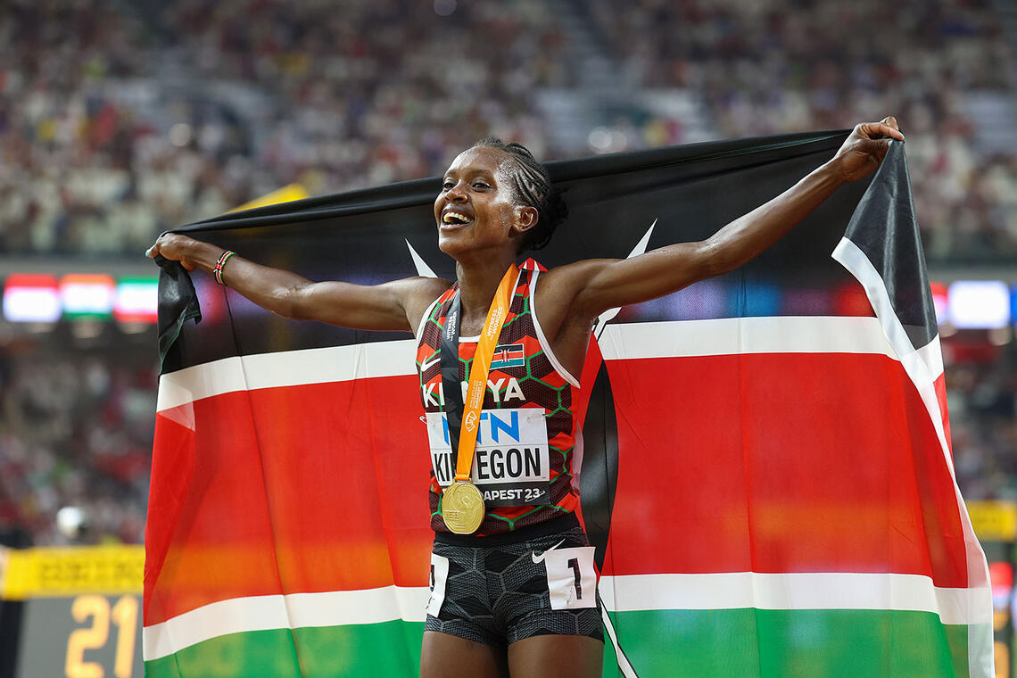 Kenyanske Faith Kipyegon har hatt en jubelsesong med verdensrekorder og VM-gull på både 1500 og 5000 m. (Foto: Arne Dag Myking) 