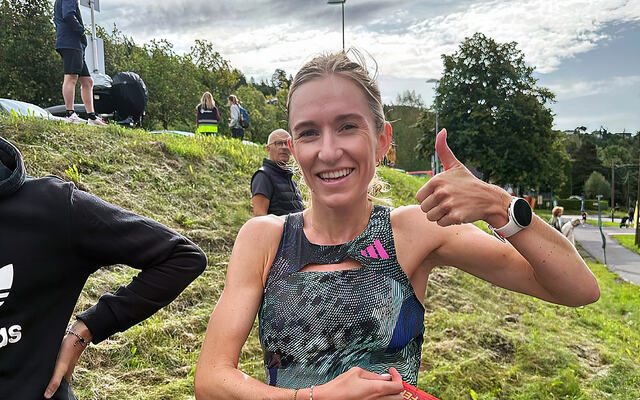 Karoline Bjerkeli Grøvdal var godt fornøyd etter løpet. (Foto: Lierløpet / Rekordløpet @lierlopet)