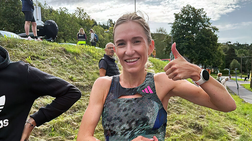 Karoline Bjerkeli Grøvdal var godt fornøyd etter løpet. (Foto: Lierløpet / Rekordløpet @lierlopet)