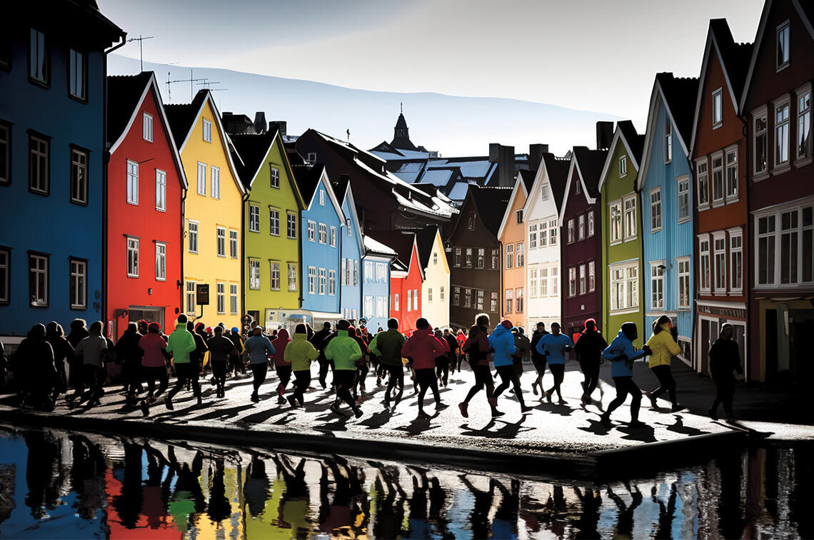 Trondheim Maraton 2023. (Illustrasjon: Tom-Arild Hansen)
