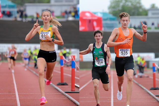 Wilma Anna Bekkemoen Torbiörnsson og Dennis Kvame Ravndal tar UM-gullet på 3000 meter