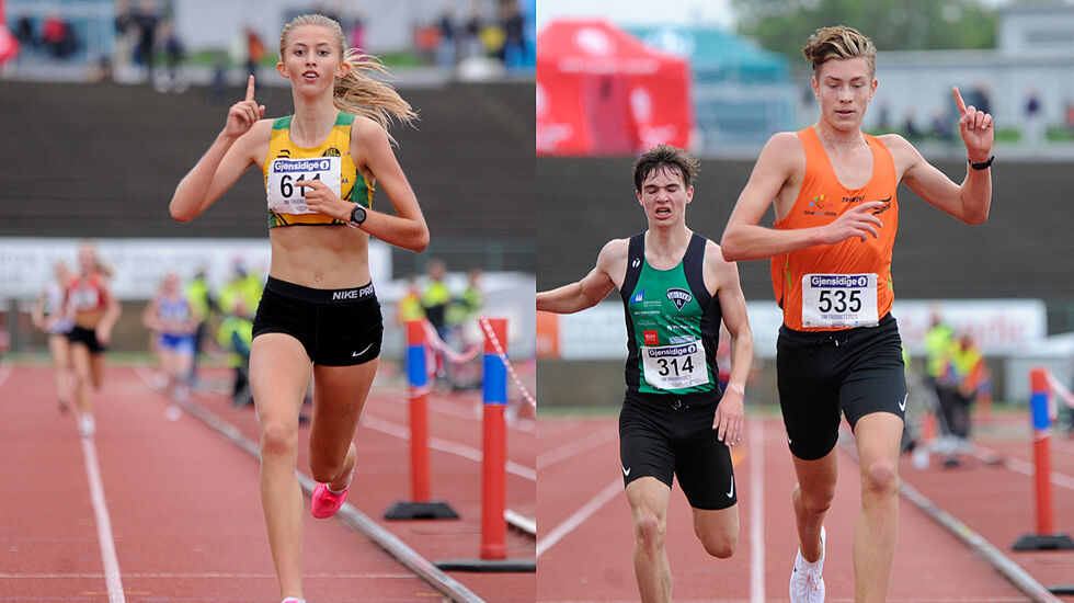 Wilma Anna Bekkemoen Torbiörnsson og Dennis Kvame Ravndal tar UM-gullet på 3000 meter