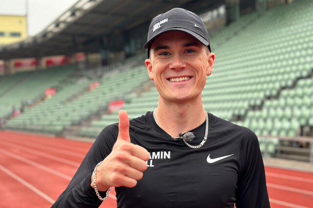 Jakob Ingebrigtsen utfordret folket til duell på 400 meter. Kunne noen slå ham? (Foto: Tom-Arild Hansen)