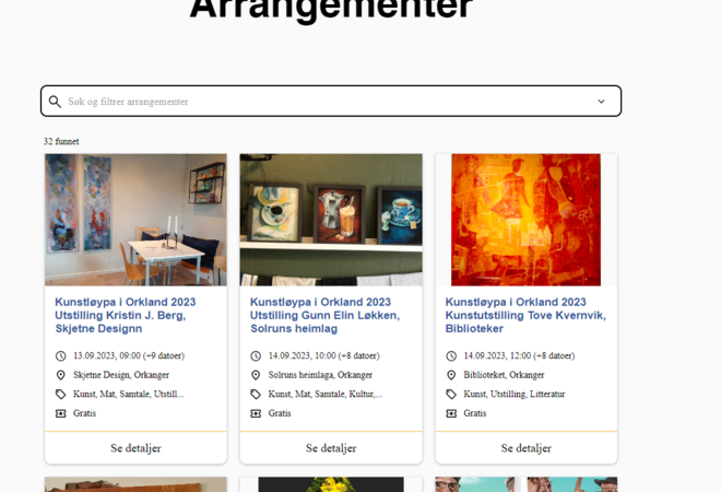 Tekst og bilder som viser arrangement