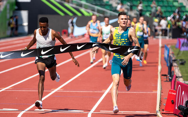 Jakob Ingebrigtsen brøt målbanneret 24 hundredeler foran amerikanske Yared Nuguse. (Foto: Matthew Quine for Diamond League AG)