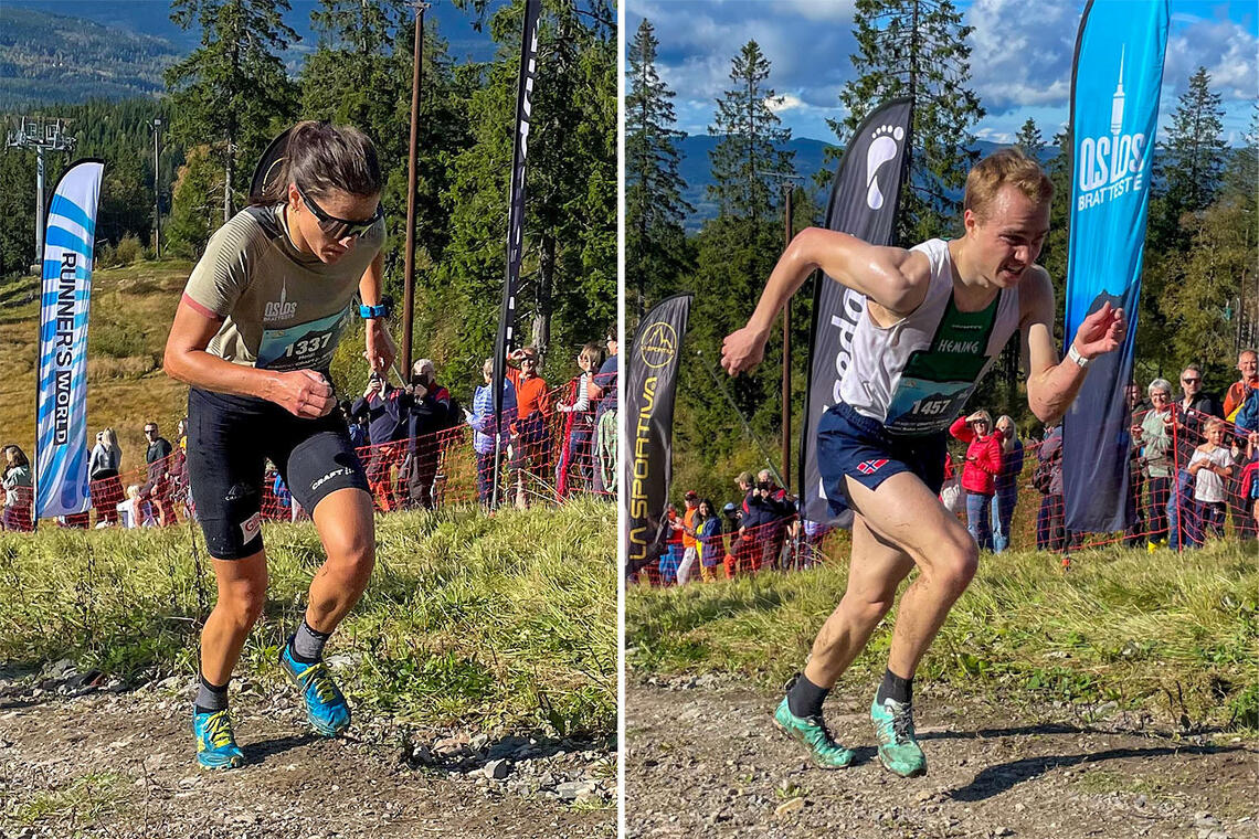 Heidi Weng og Kasper Fosser var raskeste kvinne og mann opp til Tryvann. (Alle foto: Christian Prestegaard)
