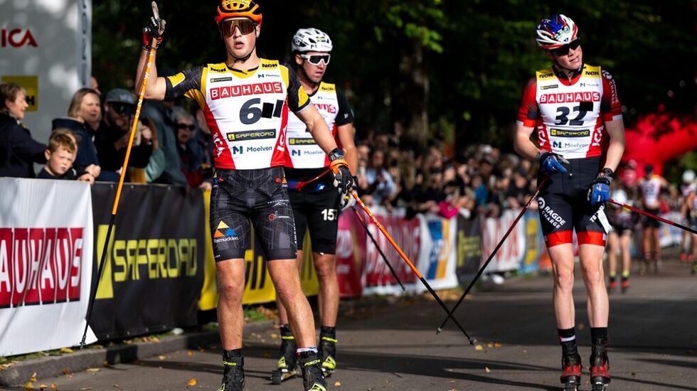 Amund Riege viste seg som den sterke rulleskiløperen i dagens siste Ski Classics Challengers konkurranse før vinteren. (Foto: Arrangøren).