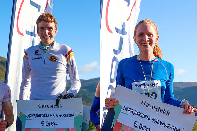 Marius Vedvik og Lina Rivedal hadde en god dag på jobben i dag: førstepremien var verdsatt til 3000 kroner og løyperekorden til 5000 kroner. (Alle foto: Arne Dag Myking)