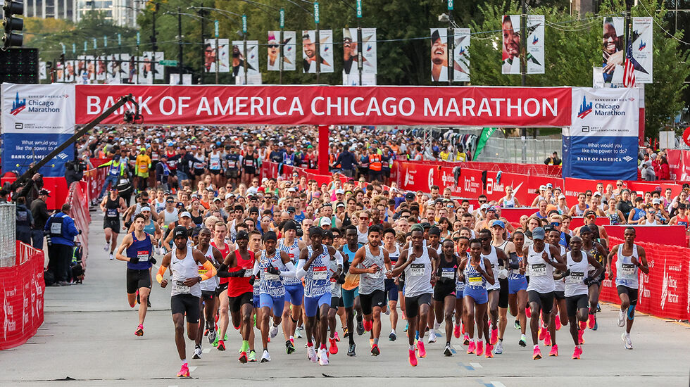 Starten går for Chicago maraton 2023. Omtrent 45000 løpere totalt, hvorav 117 fra Norge. (Foto: © Bank of America Chicago Marathon/Kevin Morris)