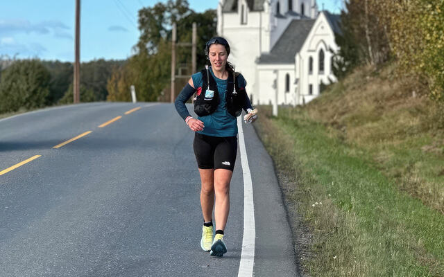 Miriam Myhren Bouchleh på vei mot Halden. (Foto: Privat)