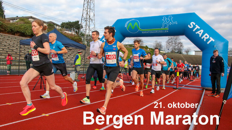 Bergen Maraton har start og mål på Fana Stadion. (Foto: Arne Dag Myking)