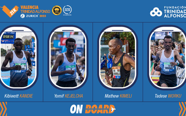 Kibiwott Kandi, Yomif Kejelcha, Mathew Kimeli og Tadese Worku er de fire herrene med best pers som er påmeldt Valencia Halvmaraton. (Foto: arrangøren)