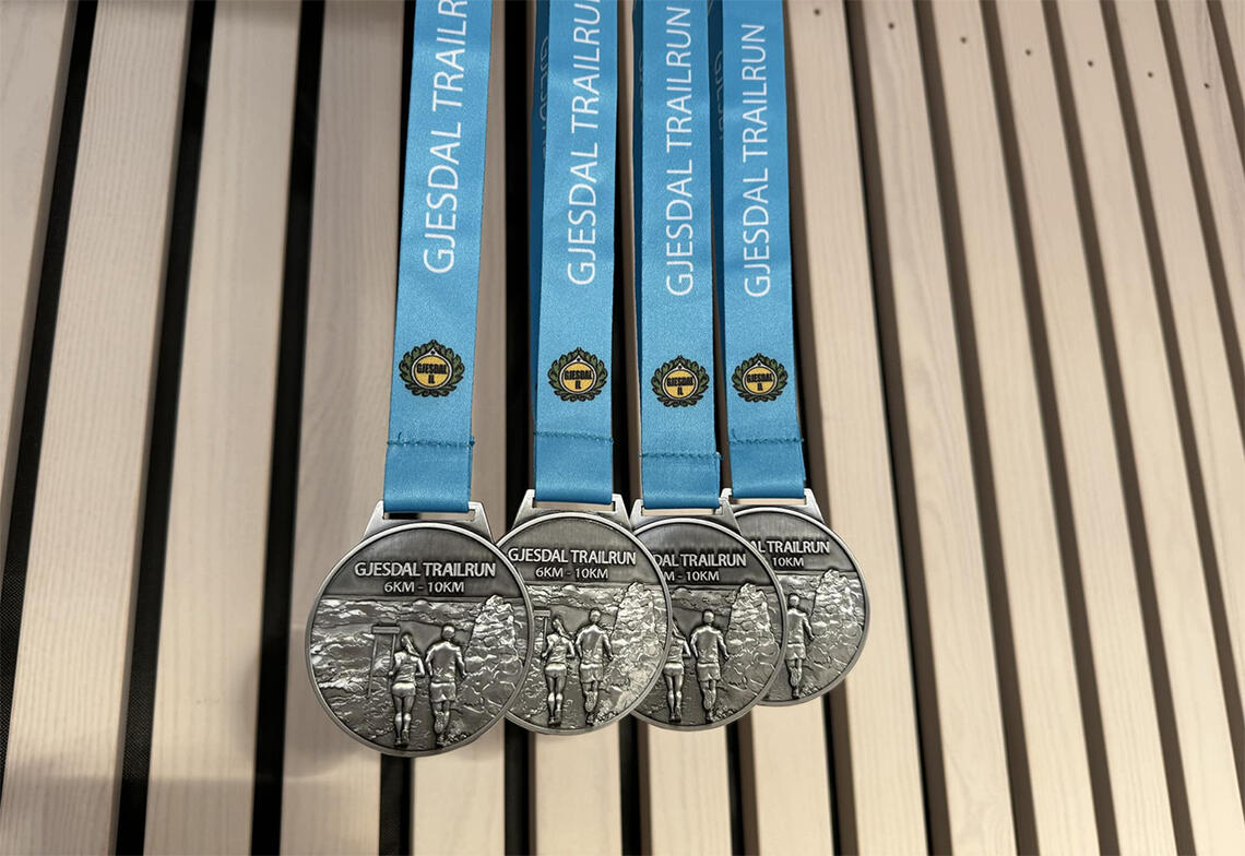 Det vanka vakker medalje til de som fullførte en av distansene i Gjesdal Trailrun. (Foto: arrangøren)