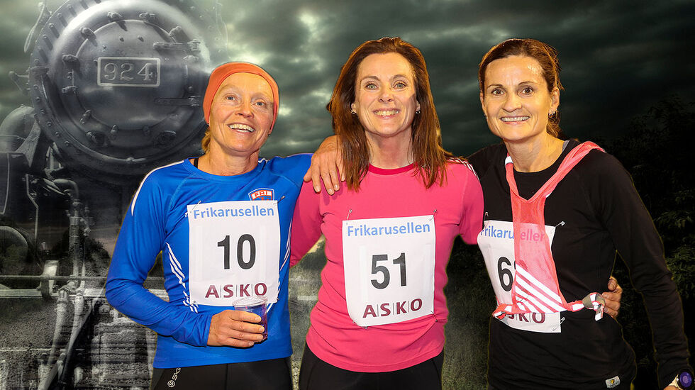 De tre beste kvinner ble i hvert fall Elise Orten, Marianne Nesbø Ådland og Vigdis Gaupholm Reigstad, alle tilhører arrangørklubb Fri IL. Og vi har falt for fristelsen til å plassere dem foran et Ghost Train. (Foto: Arne Dag Myking/iStock_MikeyGen73).