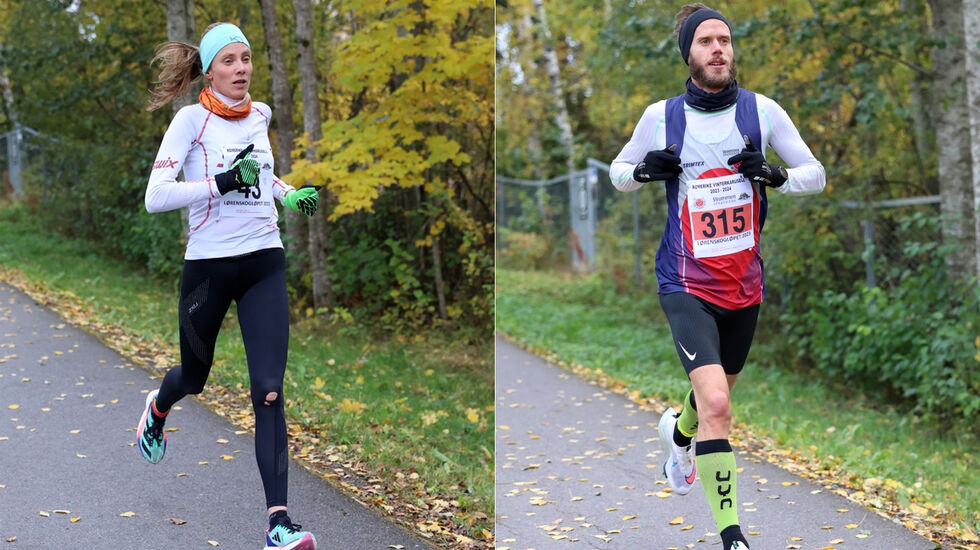 Tone Fløttum og Frode Stenberg var suverent best på halvmaraton i Lørenskogløpet. (Alle foto: Tom-Arild Hansen)