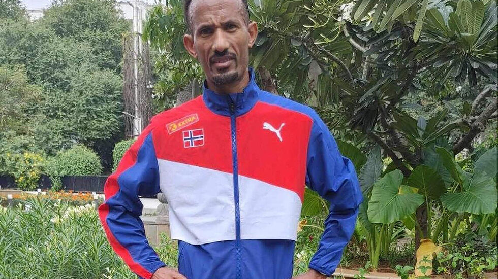 Ebrahim Abdulaziz ble nummer 4 i verdensmesterskapet på 50 kilometer i indiske Hyderabad søndag morgen. (Foto: Asgeir Bøgeberg).
