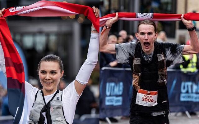 Tromsøværingene Yngvild Kaspersen og Stian Dahl Sommerseth kunne juble for hver sin seier på 50 km i Kullamannen. (Foto fra løpets facebookside)