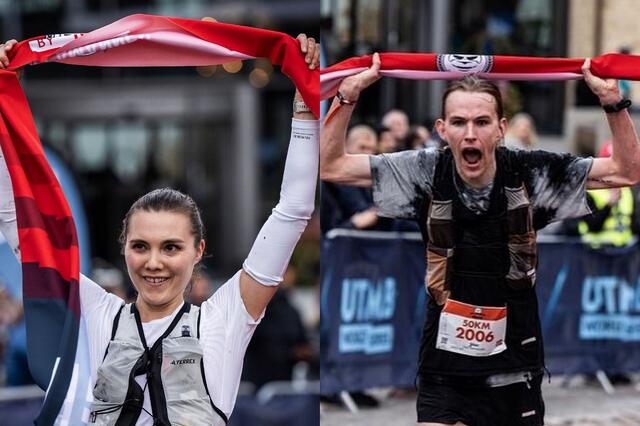 Tromsøværingene Yngvild Kaspersen og Stian Dahl Sommerseth kunne juble for hver sin seier på 50 km i Kullamannen. (Foto fra løpets facebookside)