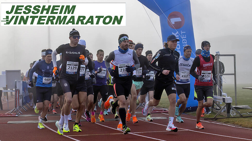 Starten har gått på maraton i Jessheim Vintermaraton i fjor. Her ser vi i midten Kristian Ulriksen (2108) og Sondre Øvre-Helland. (Foto: Bjørn Hytjanstorp)