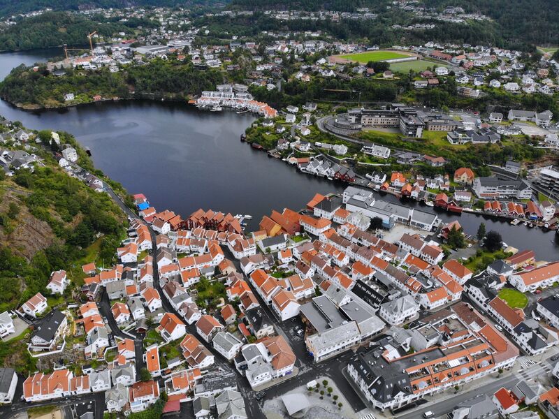 Oversiktsbilde over Flekkefjord by