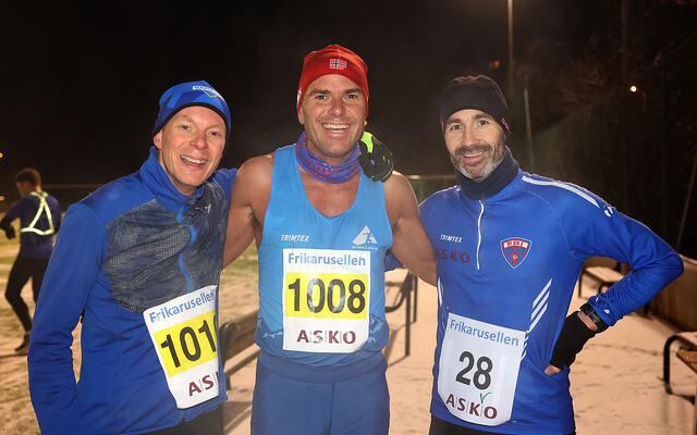 De tre beste menn løp inn til tider på 17-tallet på det litt glatte føret: Lars-Erik Notevarp Bjørge, Robert Hisdal og Thomas Skjæveland. (Alle foto: Arne Dag Myking)