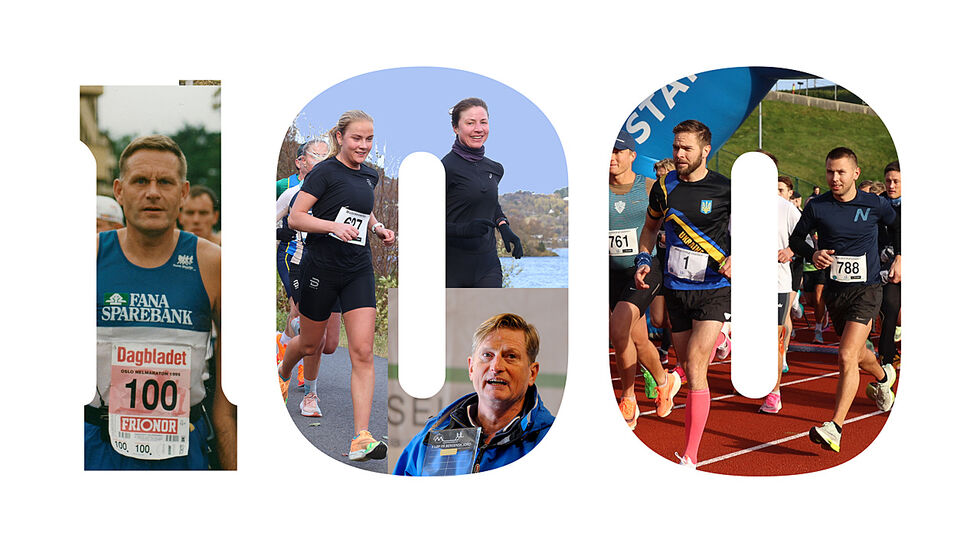 Hans Jakob Berntsen var en sentral inspirasjon for å arrangere regelmessige maratonløp i Bergen. I dag er Maratonkarusellen en oppegående jubilant som neste helg skal arrangere løp nummer 100. Morten Hauso er dagens styreleder. (Foto og montasje: Arne Dag Myking)