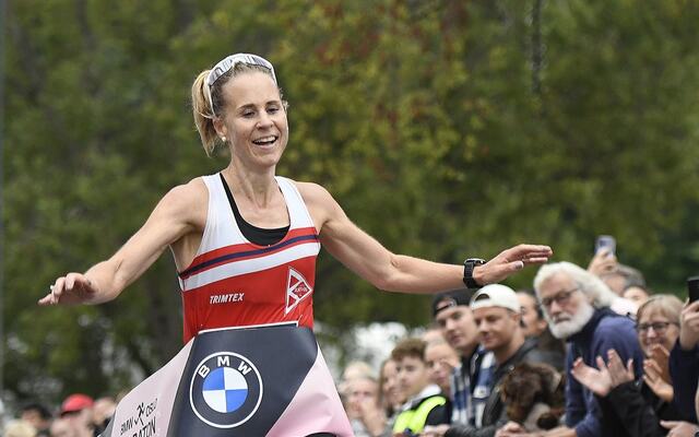 Kristin Waaktaar Opland da hun satte sin forrige pers og ble norgesmester på maraton i Oslo i september i år. (Foto: Tom-Arild Hansen)