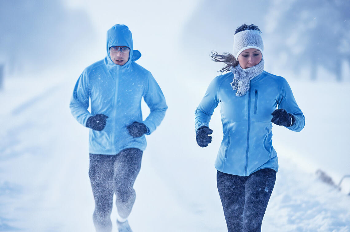 Løpetrening utendørs kan være flott og inspirerende - men også potensielt helseskadelig. Ta forhåndsregler når temperaturen synker langt ned på blått. (Illustrasjon: Tom-Arild Hansen)