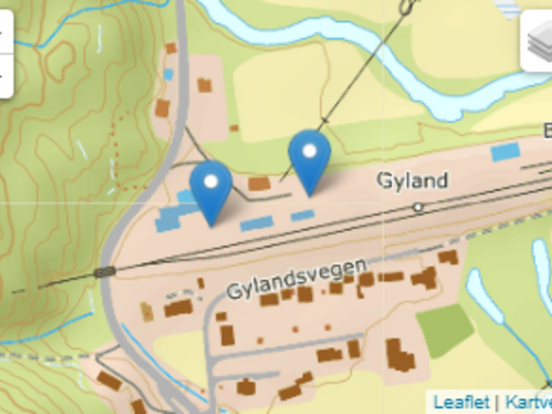 bilde av kart med punkt i Gyland