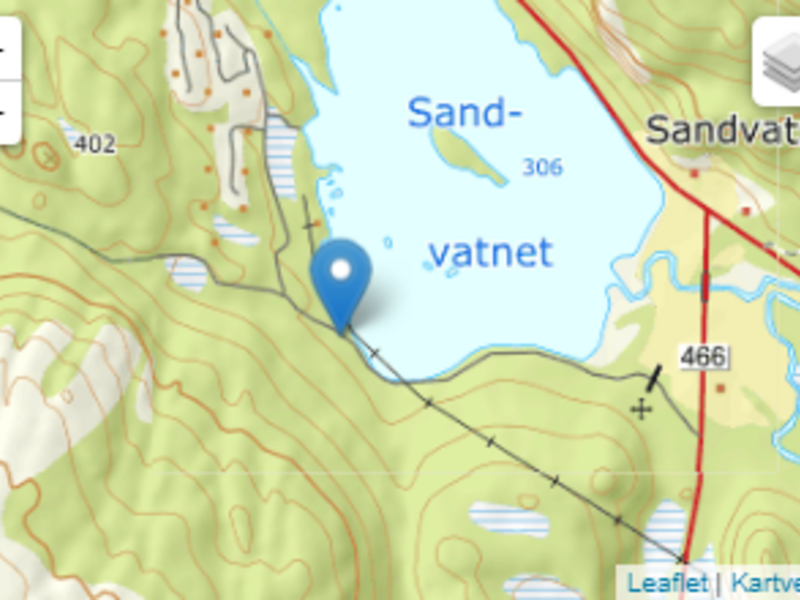 bilde av kart med punkt ved Sandvatnet