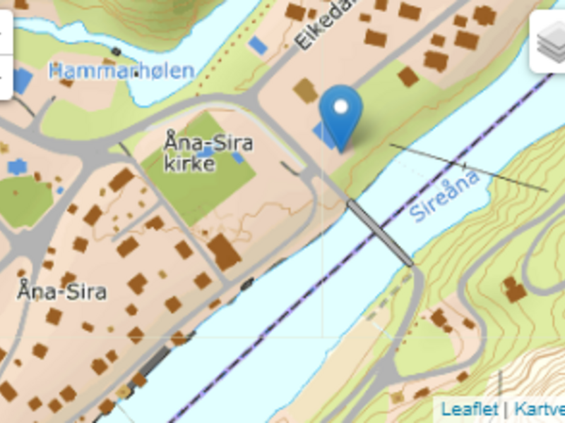 bilde av kart med punkt i Åna Sira