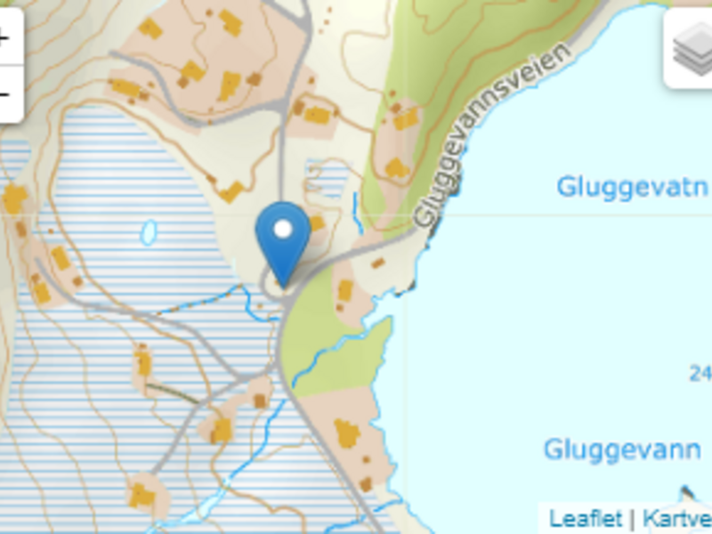 bilde av kart med punkt ved Gluggevann