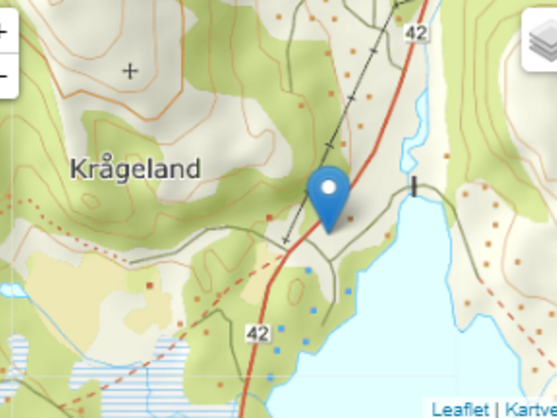 bilde av kart med punkt på Krågeland