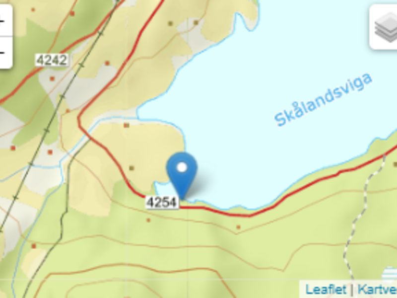 bilde av kart med punkt på Skåland
