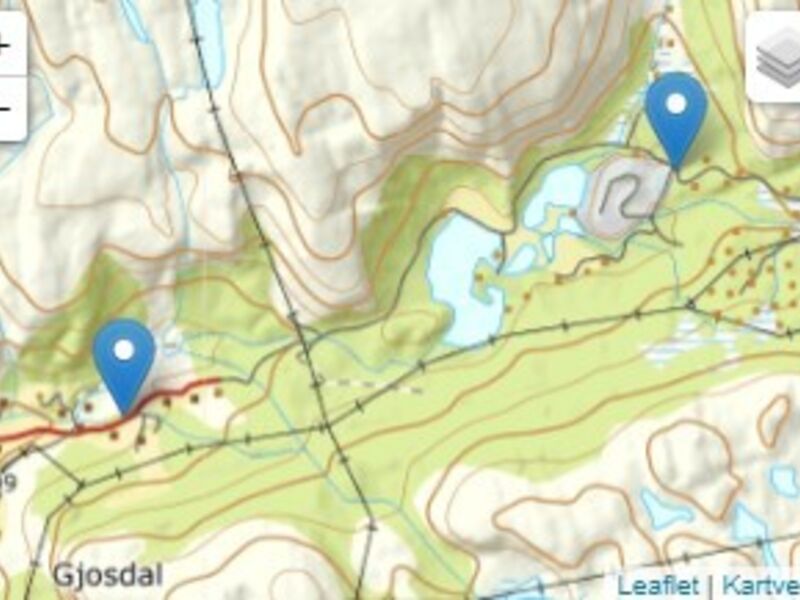bilde av kart med punkt i Josdal
