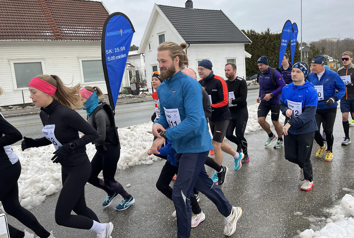 Totalt 48 deltok i det første løpet i Kondiskarusellen i Kristiansand. (Alle foto: Kristiansand Løpeklubb)