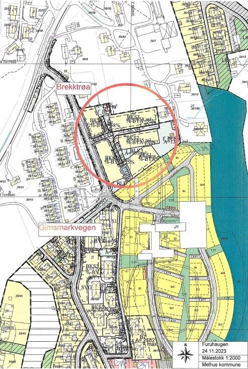 Kart over Solli i Melhus kommune