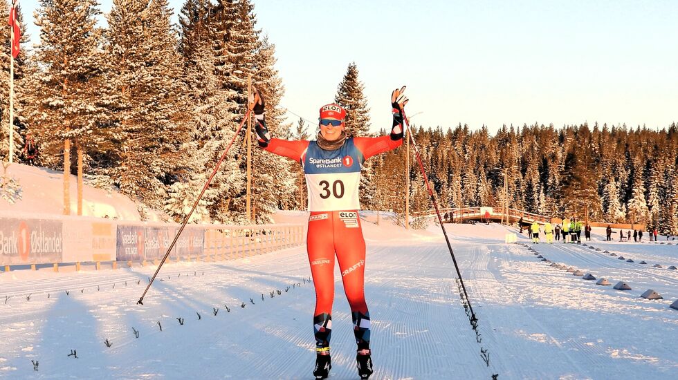 Johanne Hauge Harviken kunne juble for seier på Gåsbu tidlig 3. juledag. (Foto: Stein Arne Negård)