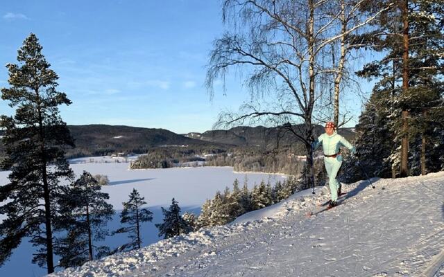 Lena Engebretsen på en av sine turer langs Maridalsvannet i romjula (Foto: Privat)
